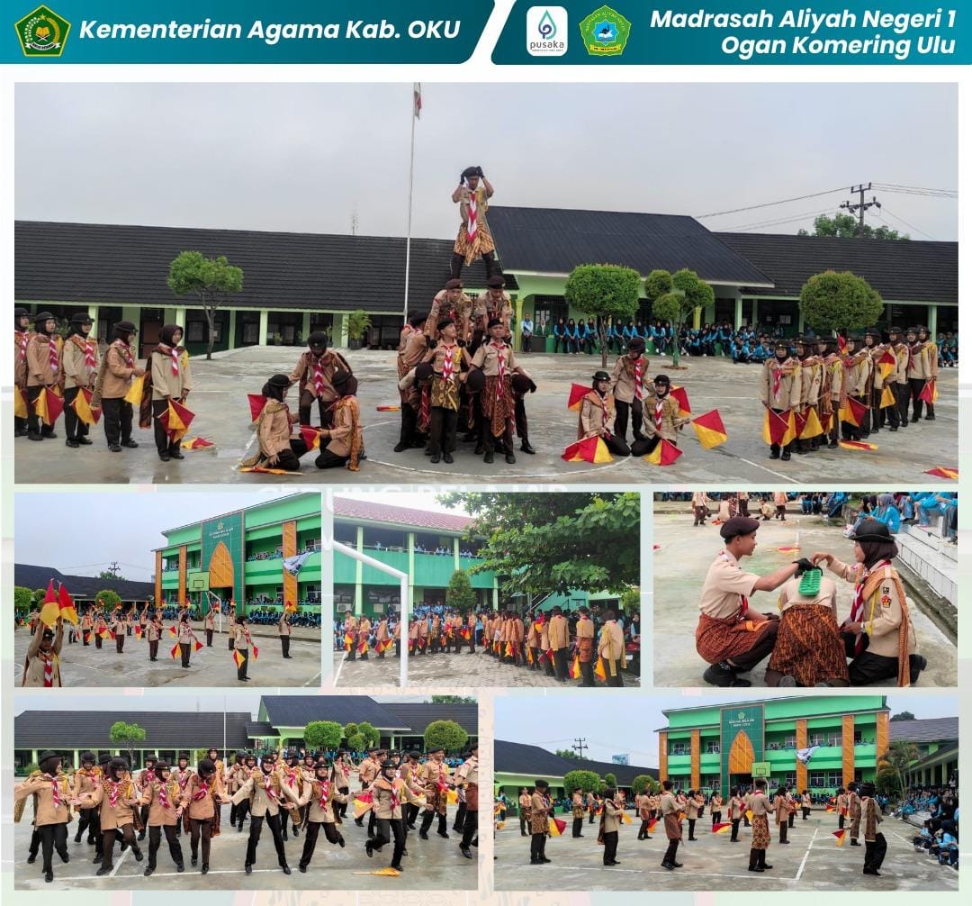 Showforce Pramuka MAN 1 OKU Tampil Memukau di Lapangan Madrasah