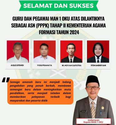Guru dan Pegawai MAN 1 OKU Resmi Dilantik Sebagai ASN PPPK Kemenag Formasi 2024
