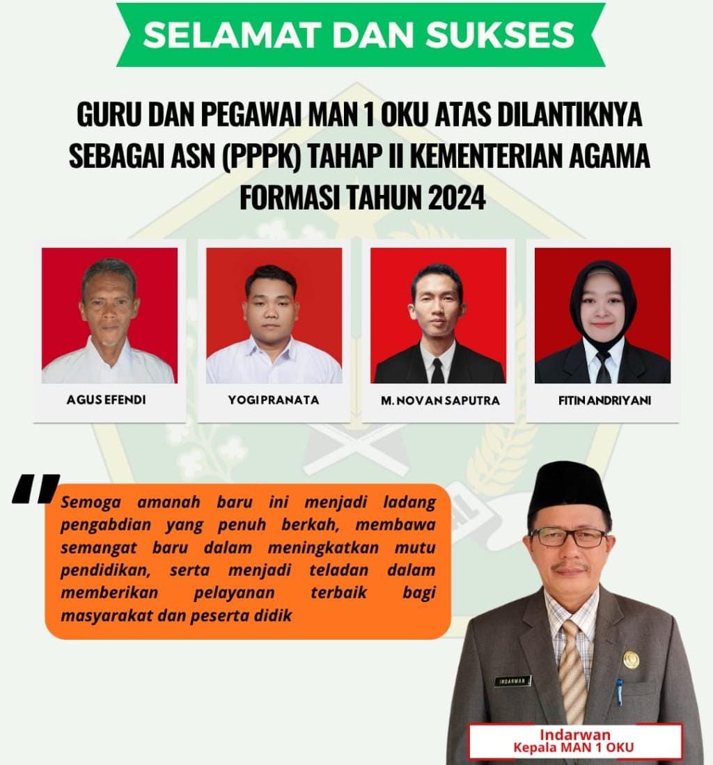 Guru dan Pegawai MAN 1 OKU Resmi Dilantik Sebagai ASN PPPK Kemenag Formasi 2024